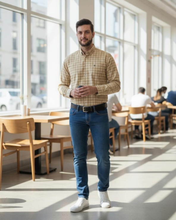 Camisa básica oxford cuadros