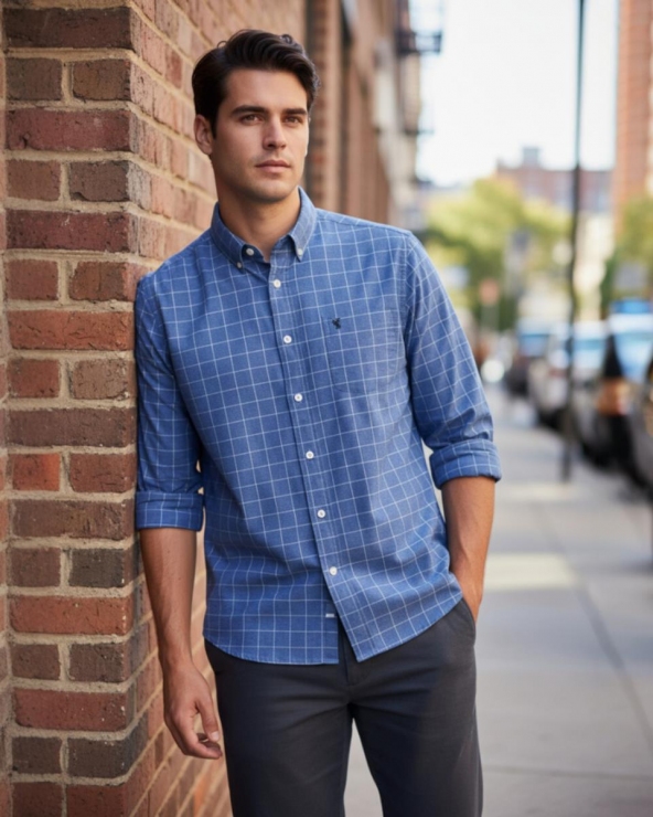 Camisa básica oxford cuadros