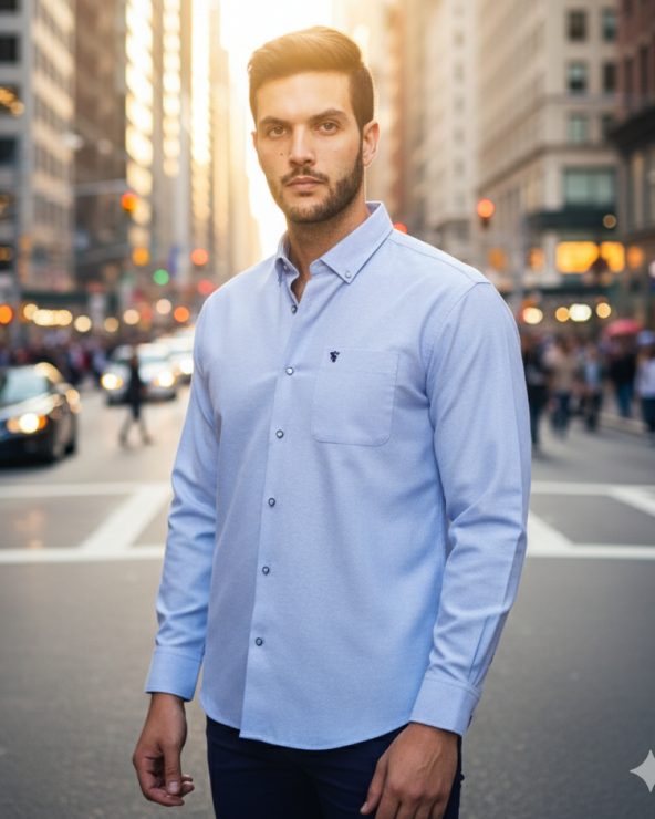 Camisa cuello botón oxford...