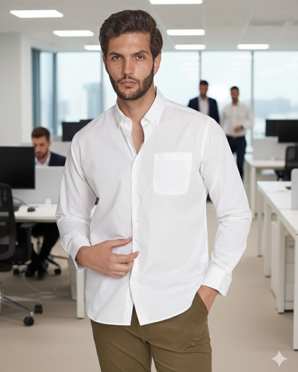 Camisa popelín liso blanco