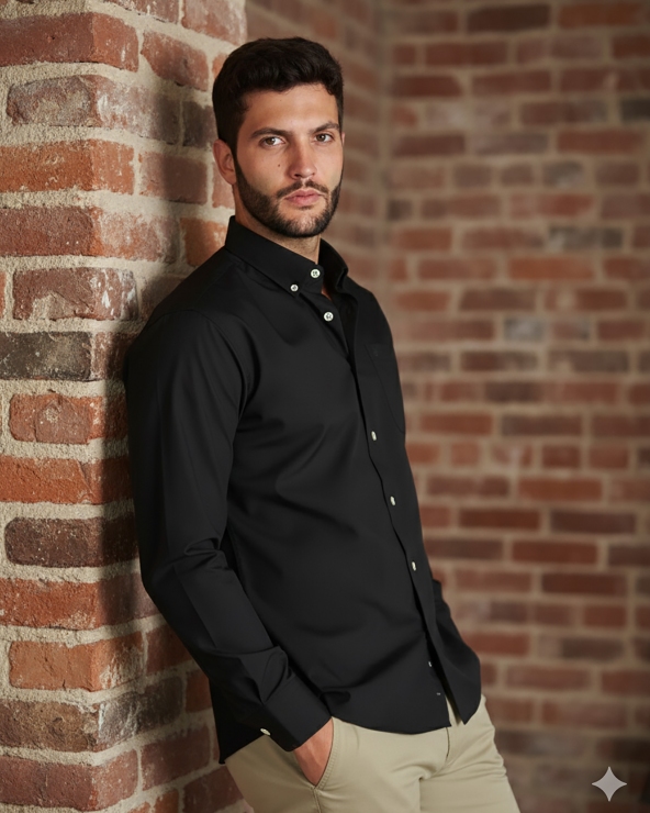 Camisa popelín liso negro
